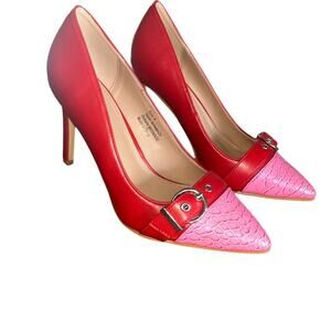Brand New NY&C Color Block Buckle Red/Pink Heels Size 8